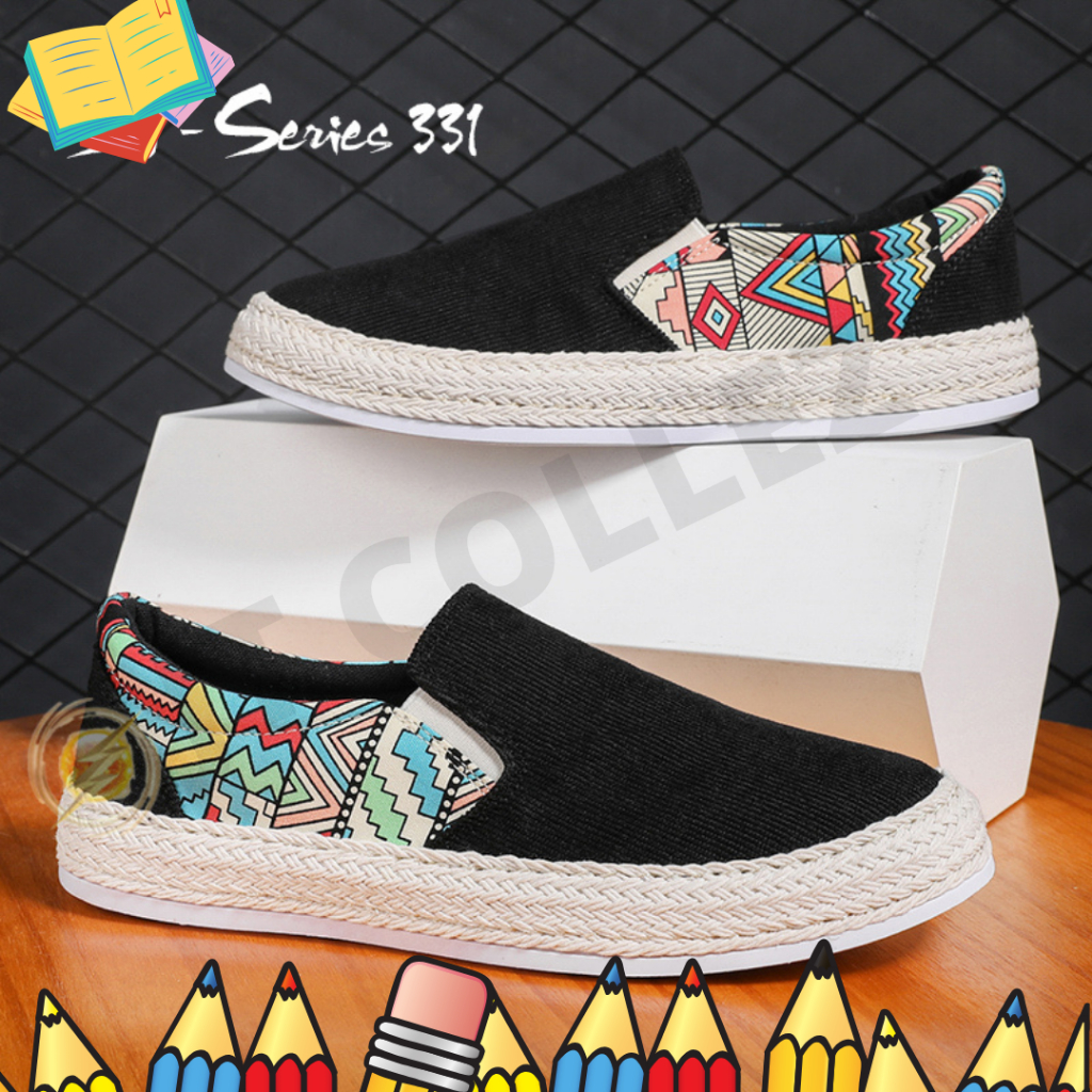 Sepatu Slip On Pria Model Keren Motif Unik Buat Nongkrong Kualitas Premium -331