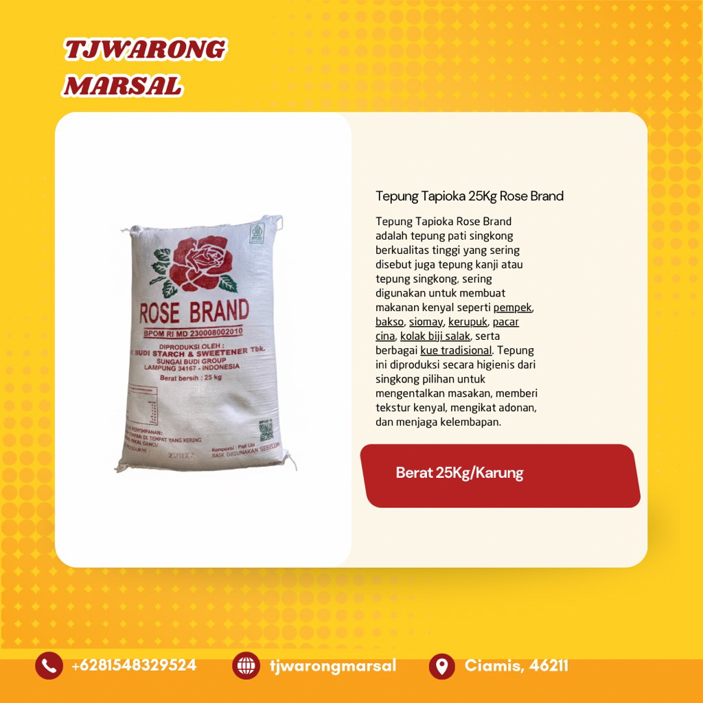 Tepung Tapioka 25Kg Rose Brand