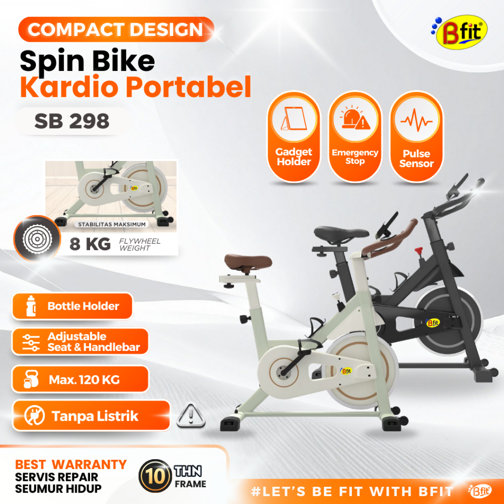 Sepeda Statis BFIT 298 Spin Bike Sepeda Olahraga Cardio Portable Alat Fitness Gym