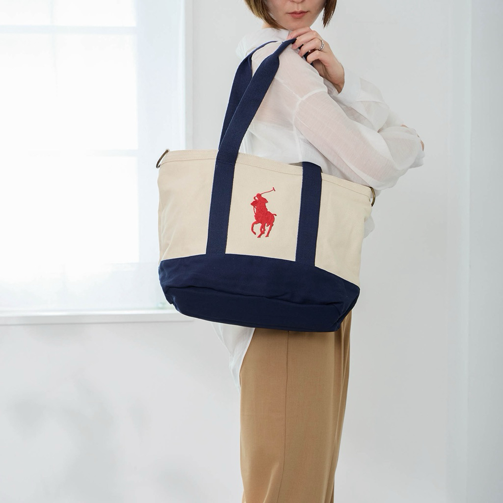 [ORIGINAL] Polo Ralph Lauren Big Pony Cotton Canvas Tote / White Player Logo