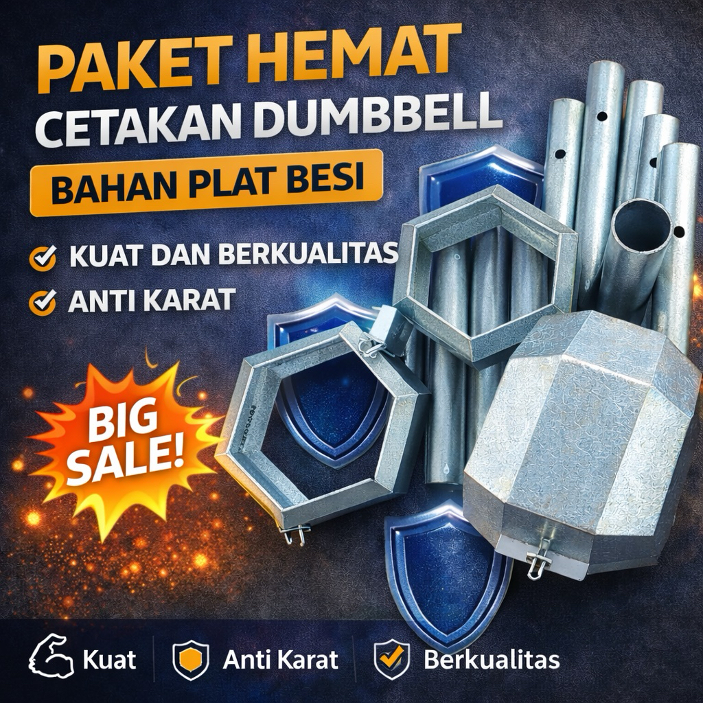 Paket Hemat Cetakan Dumbbell Kosongan 10kg+15kg Untuk Membuat Alat Gym Sendiri Dirumah