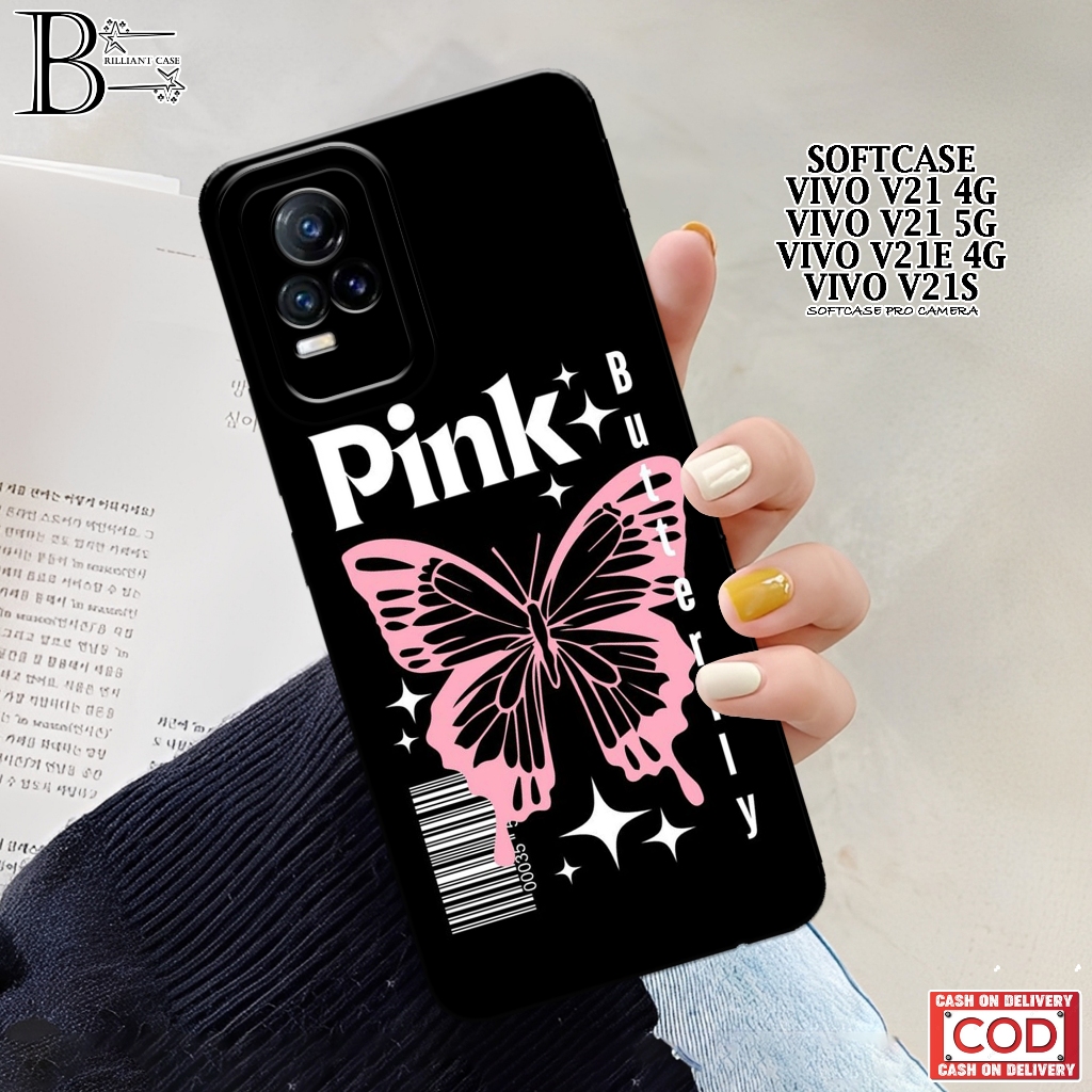 Case VIVO V21/V21e/V21s Terbaru - Fashion Case  Kupu-Kupu - Casing VIVO V21/V21e/V21s - Silikon Pro 