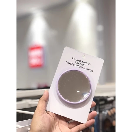 MINISO Cermin Bulat Round Airbag Bracket Single-Sided Mirror MT330 Ungu Muda Kaca Berkualitas Ringan