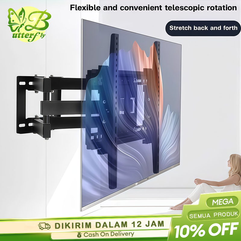 Dudukan TV LED 17-55  inch yang dapat ditarik Braket TV dengan kapasitas menahan beban yang lebih ku