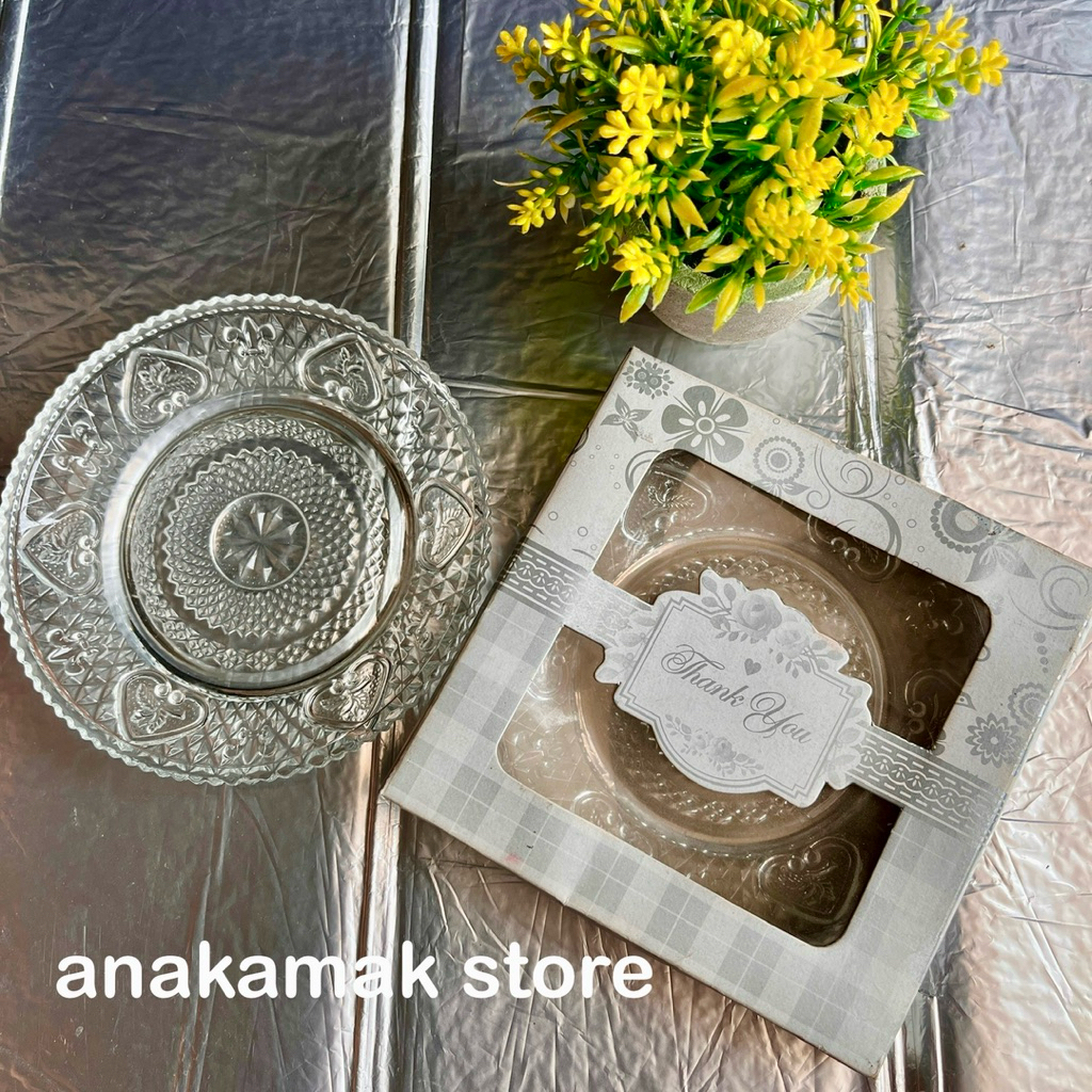 12pcs souvenir piring kecil/ tatakan gelas / pisin kemasan box free kartu ucapan acara pernikahan /u