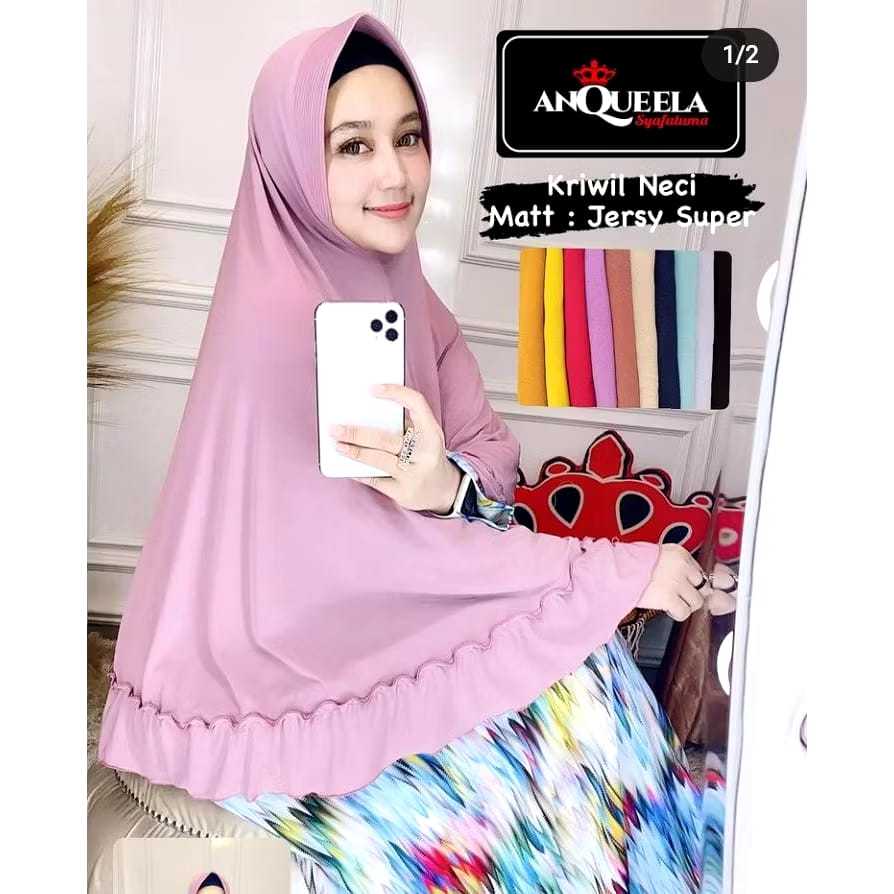 Jilbab Instan Jumbo Kriwil Neci Original By ANQUEELA / Jilbab Jumbo Belakang Samping