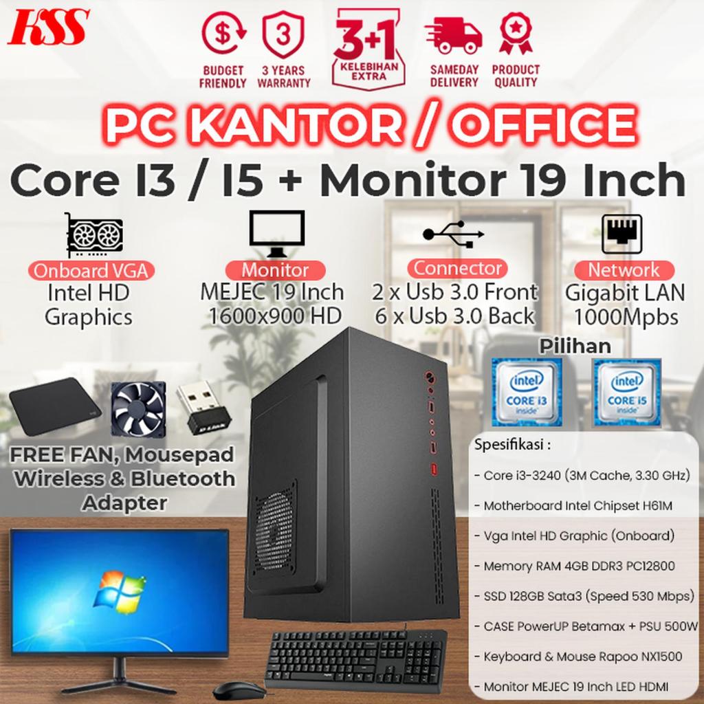 [Baru] Komputer/PC Rakitan Core i3 Untuk kantor Siap Pakai