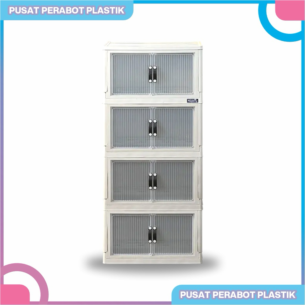 Lemari pakaian plastik/Lemari lipat plastik Polibox Susun 4