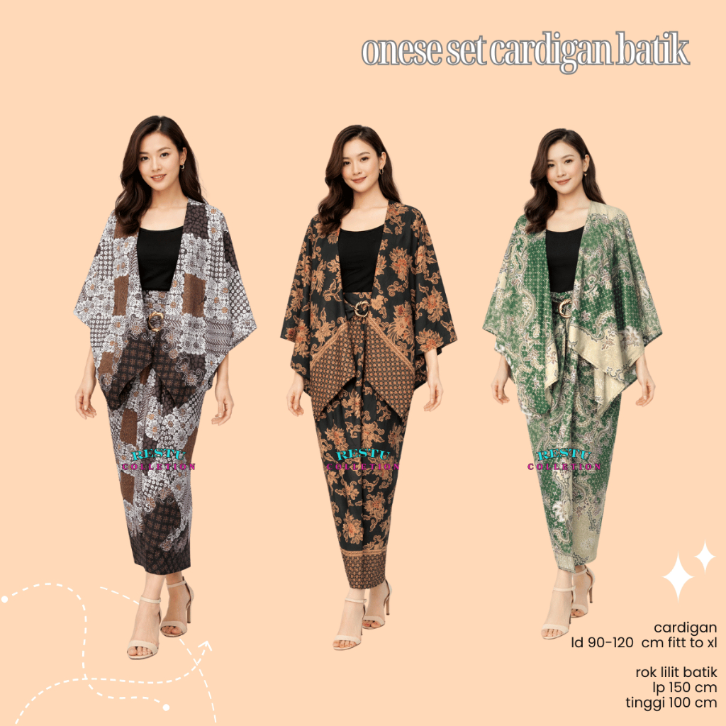 Set kebaya modern batik stelan cardigan dan rok lilit batik stelan kebaya batik simple wanita modern