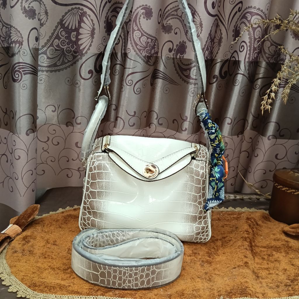 Tas motif croco shoulder bag kulit model lindy