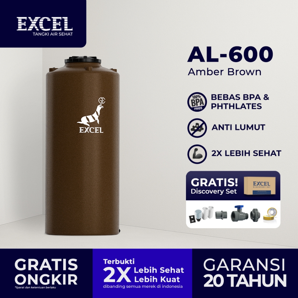 Tangki/ Tandon/ Toren air EXCEL - Roto AL-600 Amber Brown Grahaexcel. Anti lumut, lebih sehat. Tando