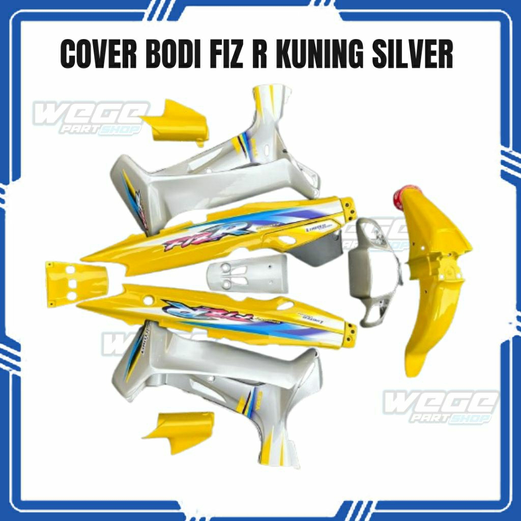 Body Set Fiz R Warna Kuning Silver - Set Stiker - Yamaha Fiz R - Sparepart Motor