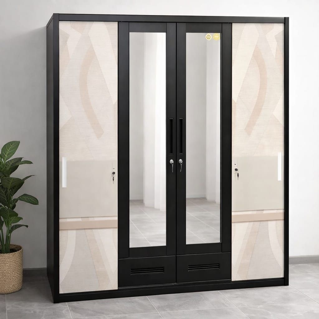 Lemari pakaian besi importa 4 Pintu sliding+swing