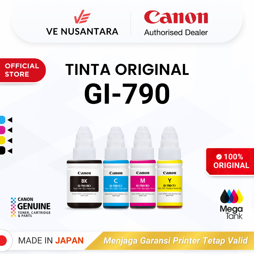 100% ORIGINAL Tinta Canon GI 790 - Printer G1010 G2010 G3010 G4010