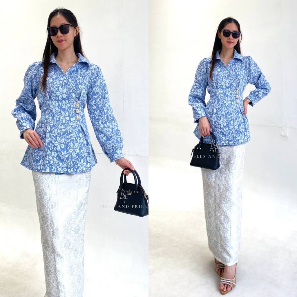 MANOHARA Set Fukuro Modern Jaquard Premium | Kemeja Kimono Kebaya Kurung Busui Friendly | Atasan Mel