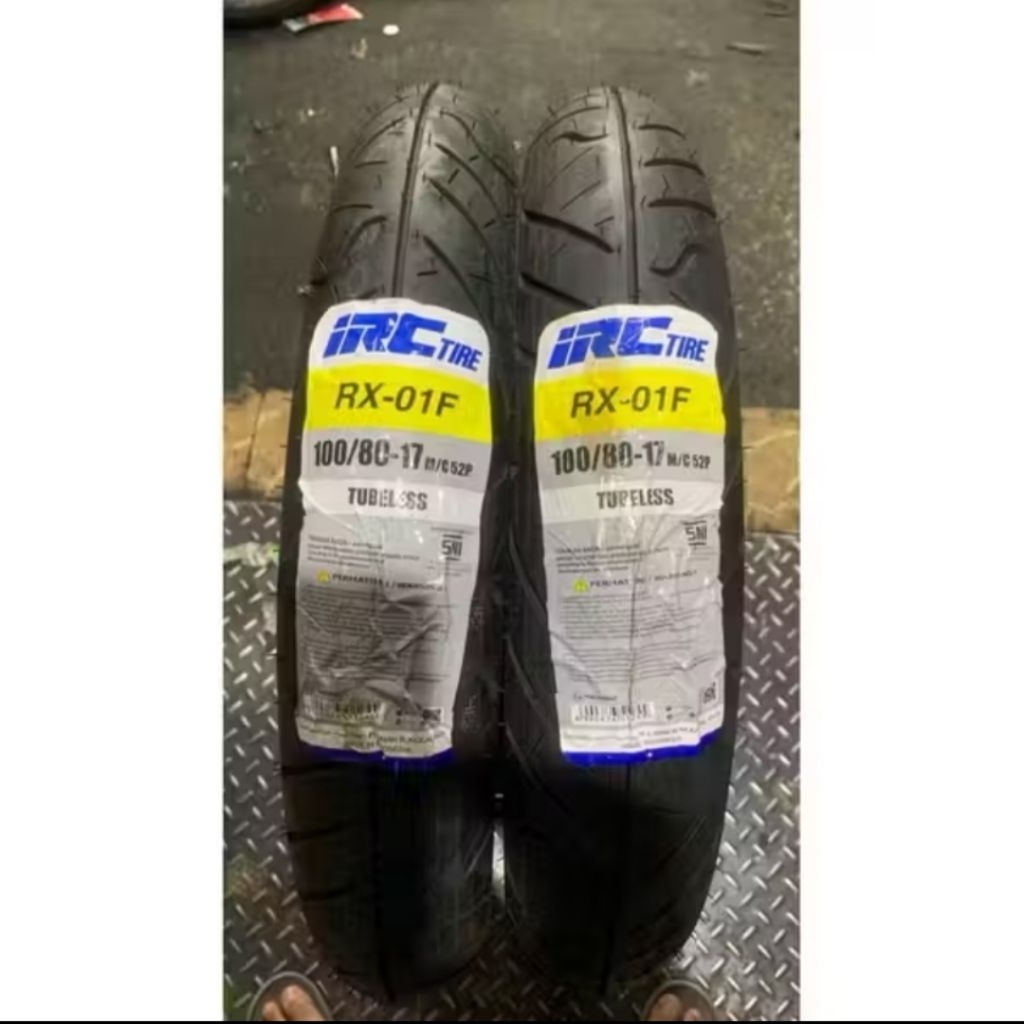 BAN LUAR TUBELES IRC RX-01F 100/80-17 IRC TUBELES RX-01F BAN MOTOR V-IXION CBR BYSON PRODUKSI TERBAR