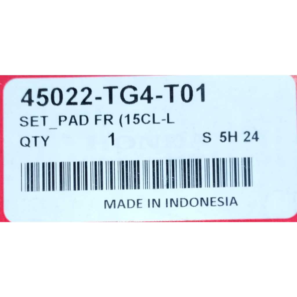 Kampas Rem Depan Honda Brio Satya/Jazz GD3/Honda City GD8 /  45022-TG4-T01
