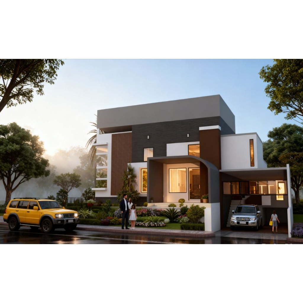 Desain rumah modern, rumah mezaninne, rumah 24x17, 4 kamar, desain rumah minimalis, rumah minimalis 