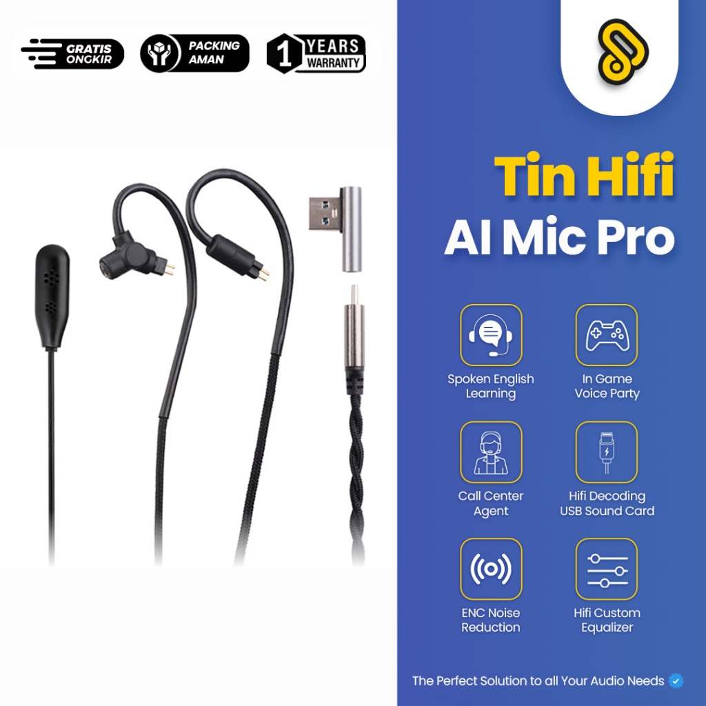 TINHIFI AI MIC PRO DAC Hifi Decoding Chip Kabel Earphone Upgrade Cable With Boom Mic TIN HIFI