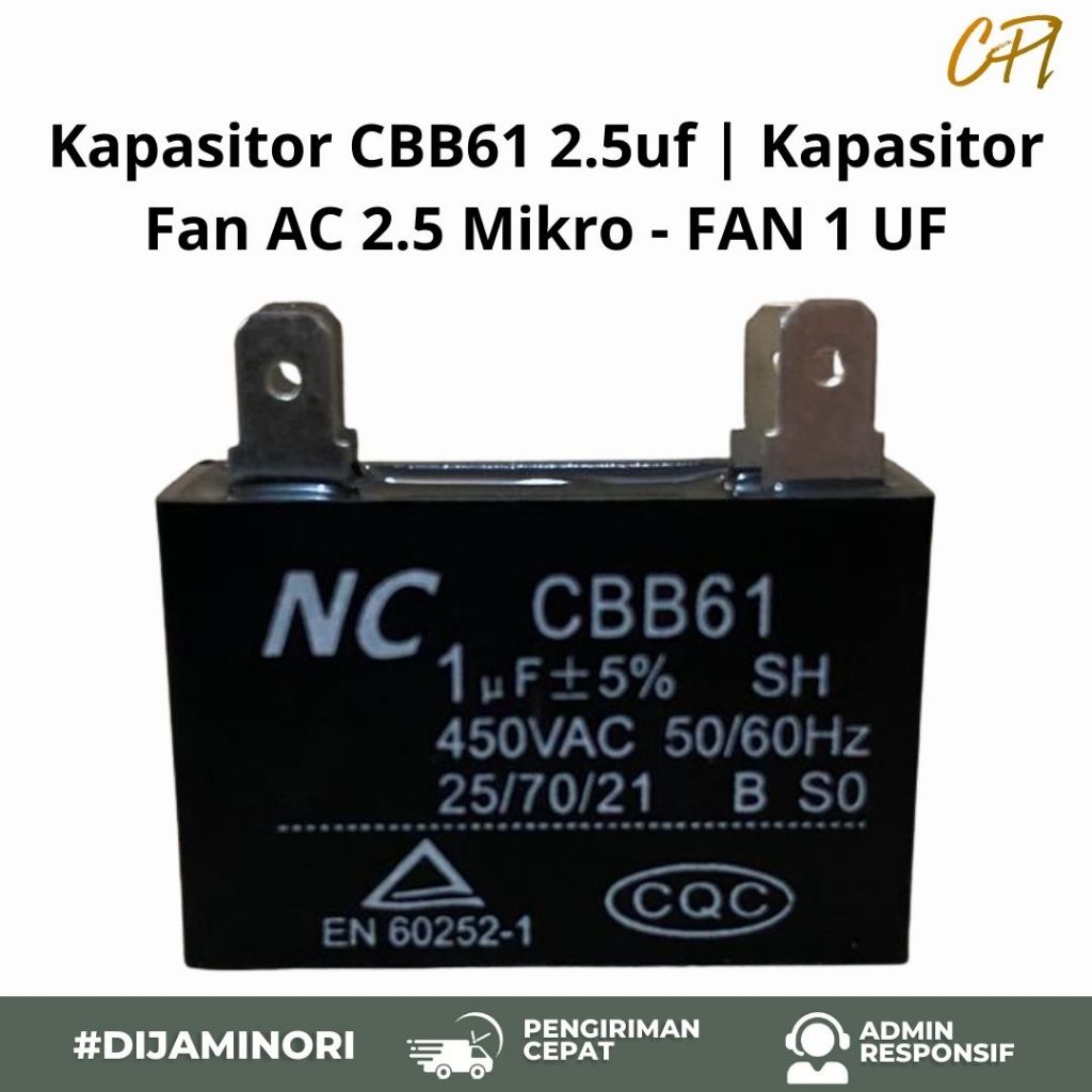 Kapasitor CBB61 2.5uf | Kapasitor Fan AC 2.5 Mikro - FAN 1 UF