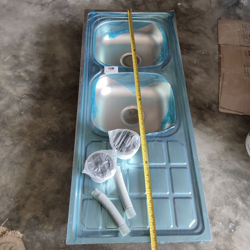 BCP 2 lubang sayap / Bak cuci Piring 2 lobang 120x50x12 / Bak cuci piring 2 lubang + sayap + Afur + 