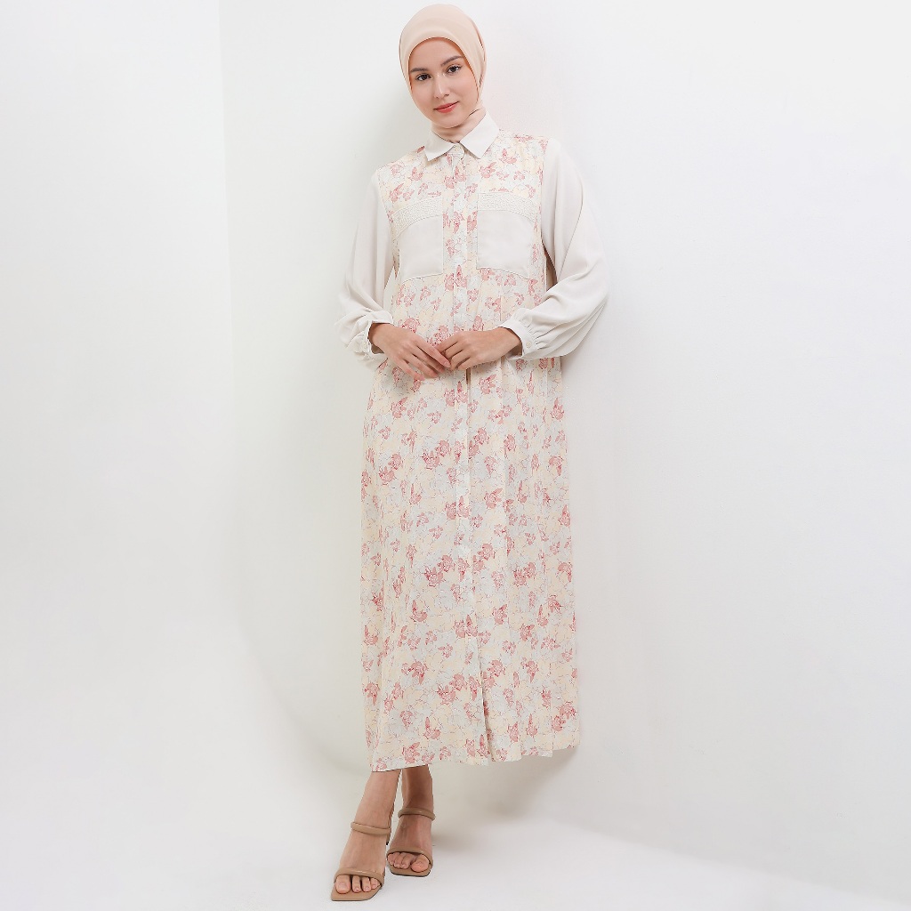MFMW Alira Dress Gamis Terracotta Motif Bunga
