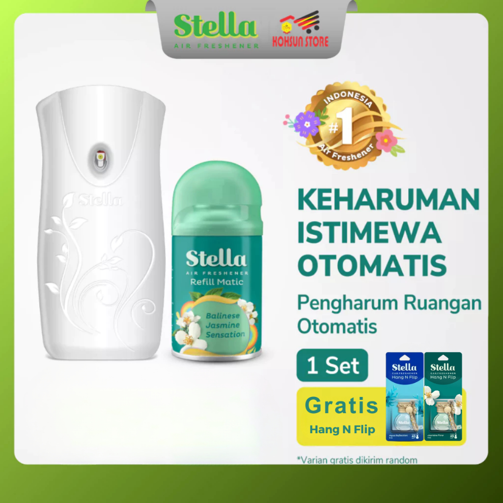 Stella Matic Box Set (Alat + Refill) Balinese Jasmine - Pengharum Pewangi Ruangan Otomatis Special E