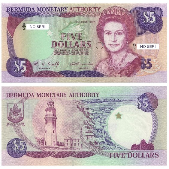 5 Dollar bermuda Tahun 1997 Souvenir Replika Repro