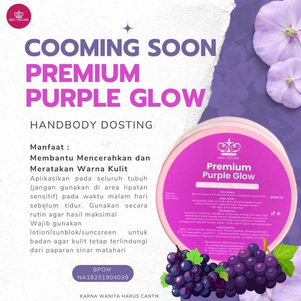 BPOM Ratu Skincare Purple Glow Hand & Body Lotion Handbody Ratu Skincare HB Dosting Ratu