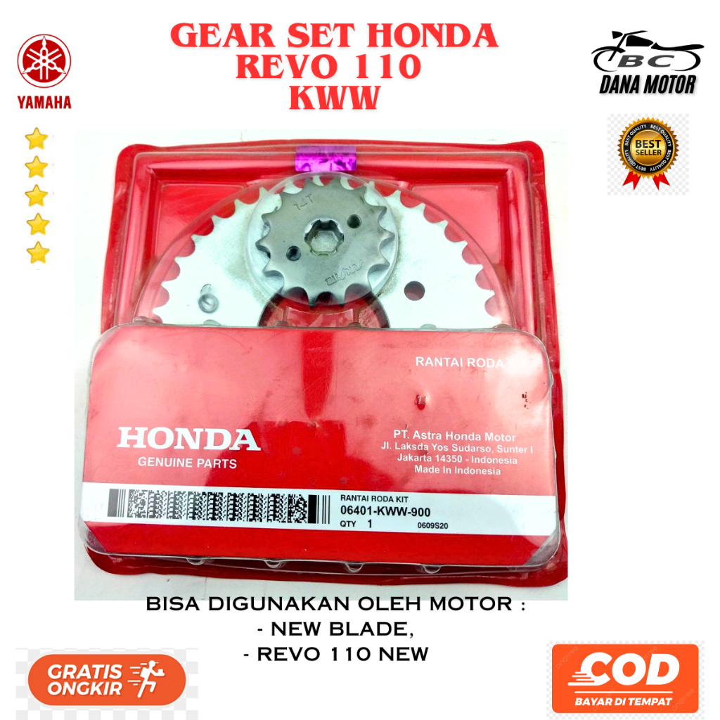 Gearset Honda Revo Ori / Rantai Girset Honda Revo , Blade Original Premium - 06401-KWW-900