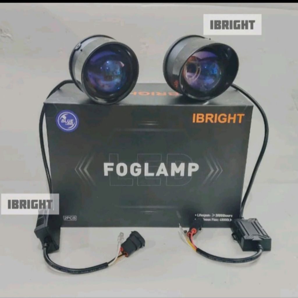 Sepasang Lampu Foglamp IBRIGHT 3 Inc 3 Warna  C990 dan ZE Blue Lens dengan Bonus Breket Universa FOG