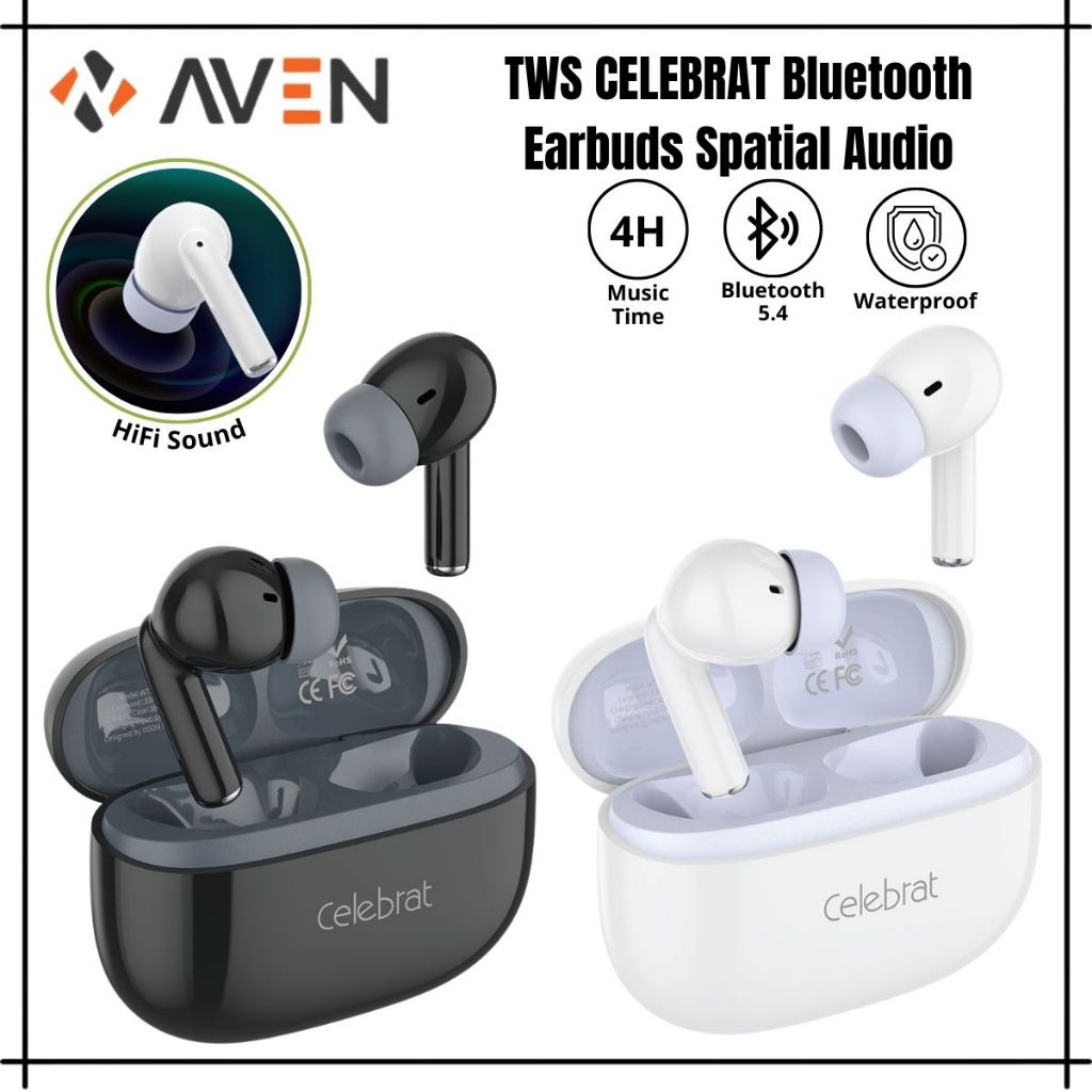 AVEN TWS Celebrat W73 Rich Bass Clear Treble Bluetooth V5.4 Original Earbuds Kualitas Terjamin