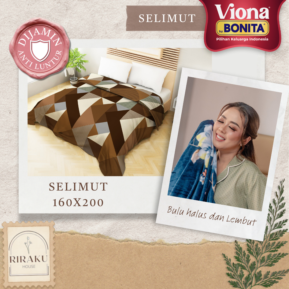 SELIMUT BONITA VIONA BULU HALUS TEBAL 160X200CM MOTIF AESTHETIC PINK TRAVELING DEWASA ANAK LEMBUT