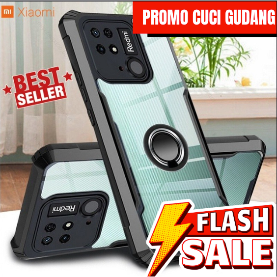 PROMO CUCI GUDANG DISKON CASE XIAOMI REDMI 12C RING STAND CLEAR BEATLE PREMIUM SOFT CASE HP