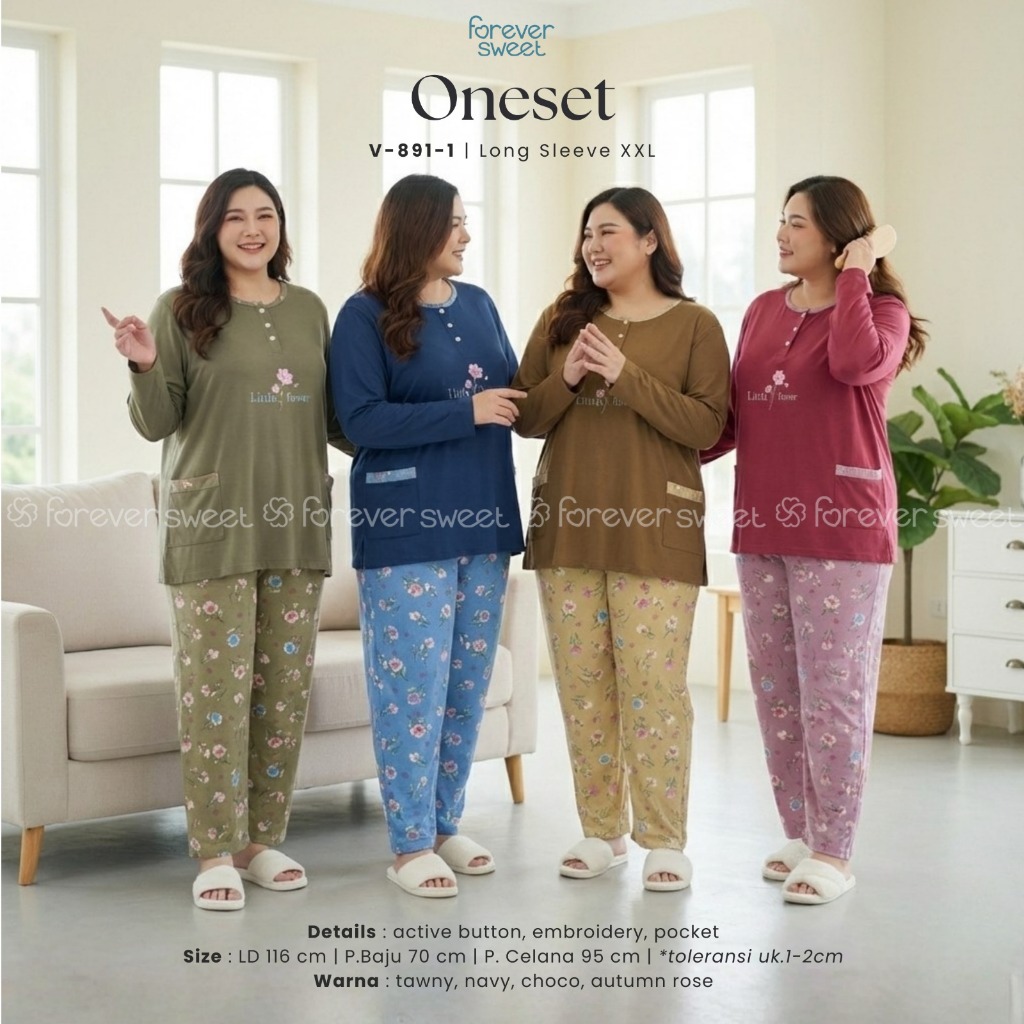 Babydoll PP Jumbo XXL Merk Forever Baju Panjang Celana Panjang Termurah