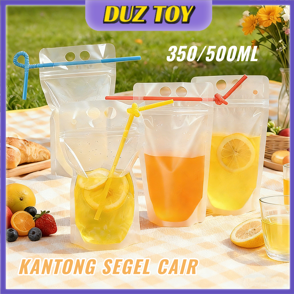 Standing Pouch Minuman 500 ML | Stand Up Drink Bag | Kemasan Minuman + Sedotan | Standing Pouch Drin