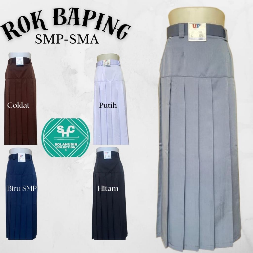ROK BAPING SMP-SMA / ROK REMPEL PINGGANG BAWAH / ROK PANJANG SMP SMA KAIN TWIST LICIN LEMBUT MENGKIL