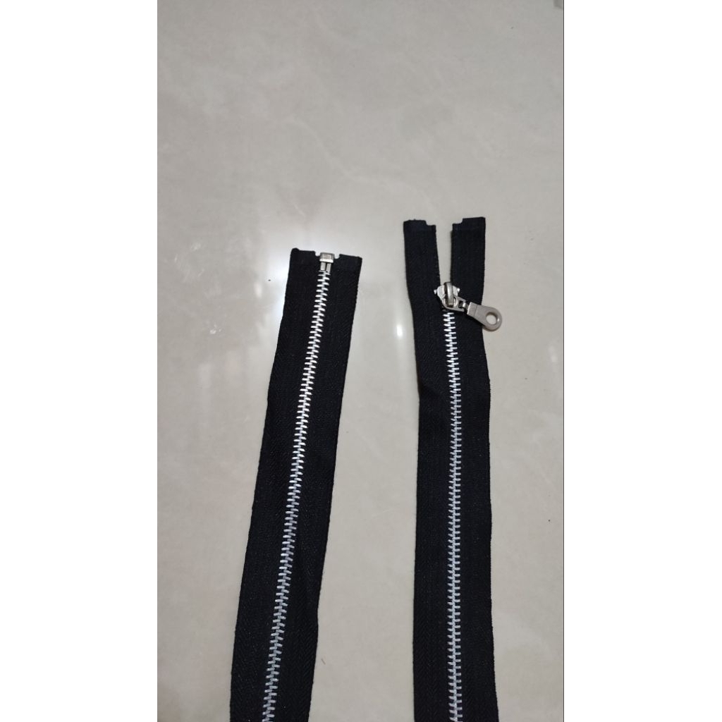 Resleting Zipper Jaket Silver 55cm Besi Alumunium AUTOLOCK Kualitas premium
