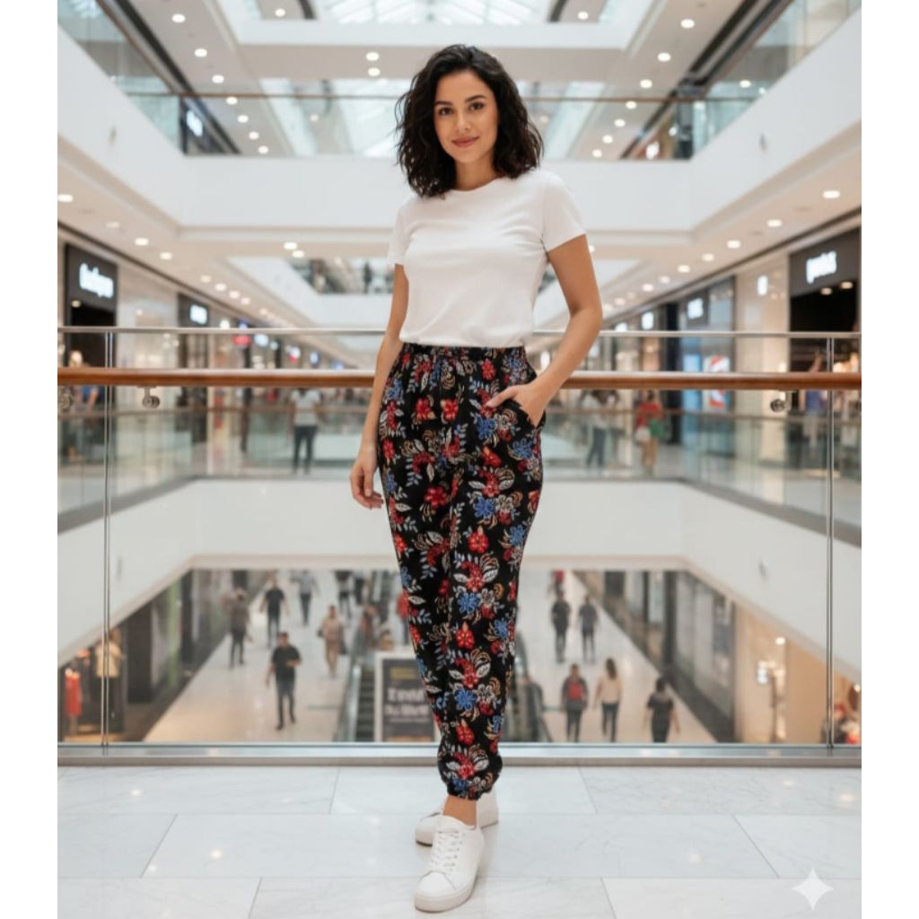 Jogger Celana Panjang Wanita Jumbo Celamis Serut Karet Bawah Celana Santai Harian