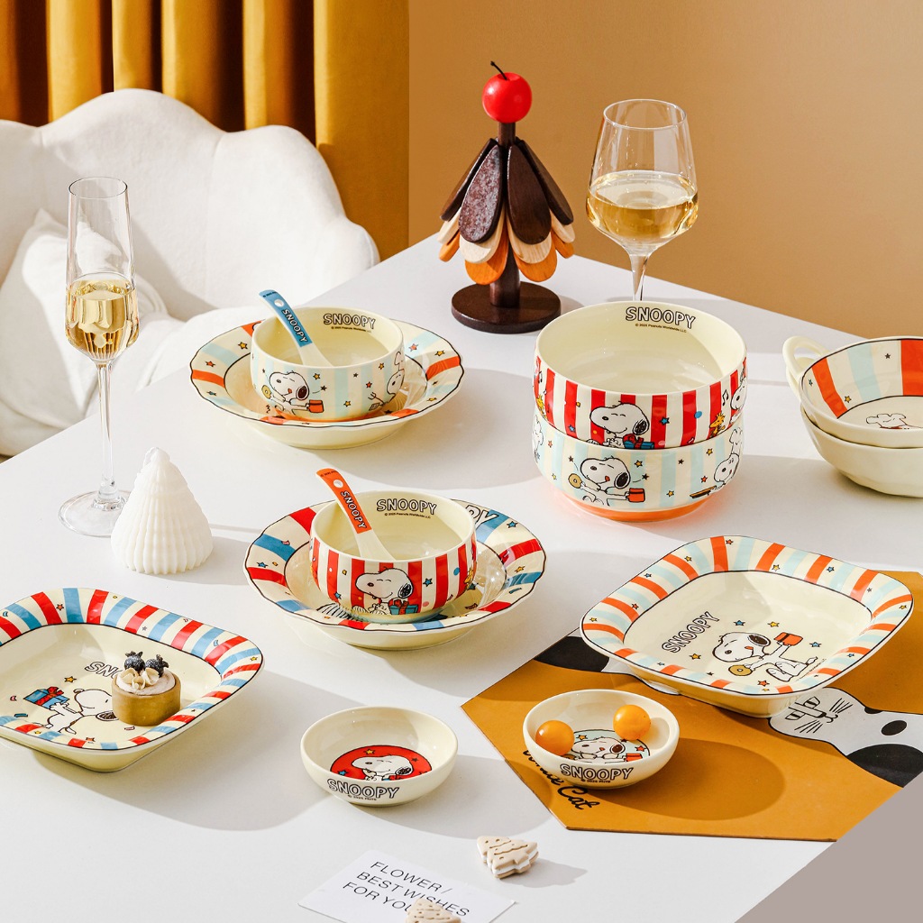 Piring Mangkok Keramik Snoopy Peanuts