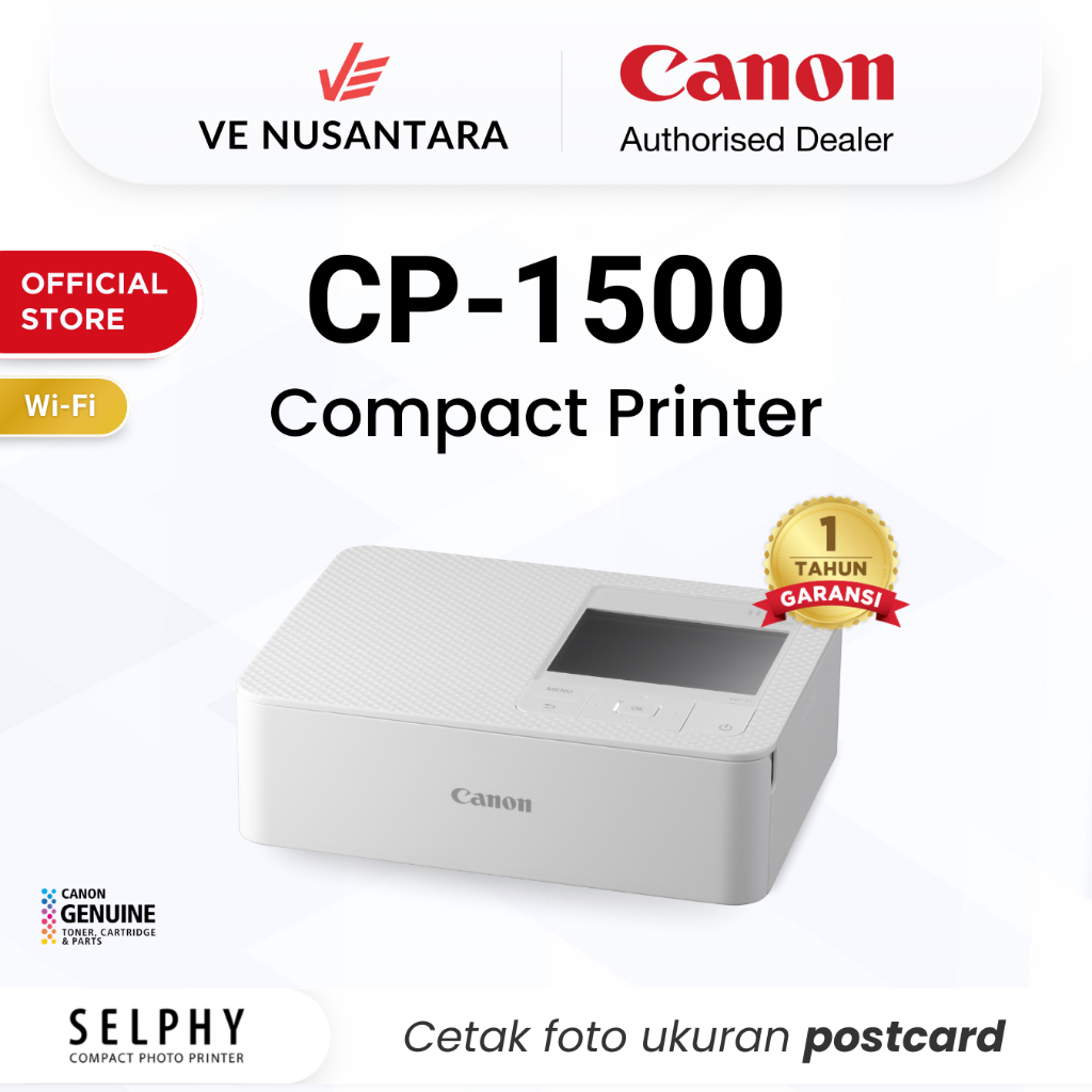 Canon Selphy Compact Photo Printer CP 1500 White CP1500 Putih - Postcard 4R