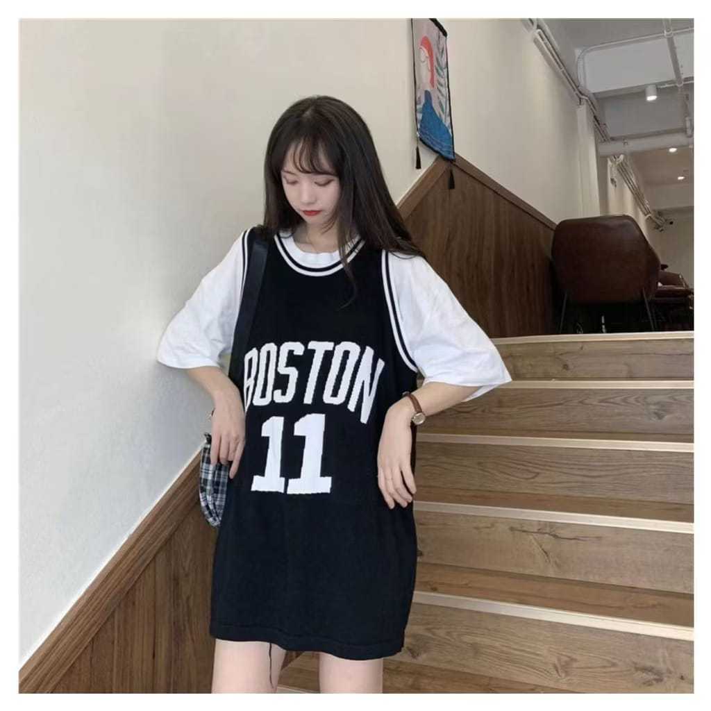 Atasan OVERSIZE SINGLET BOSTON 11 Kaos Tebal