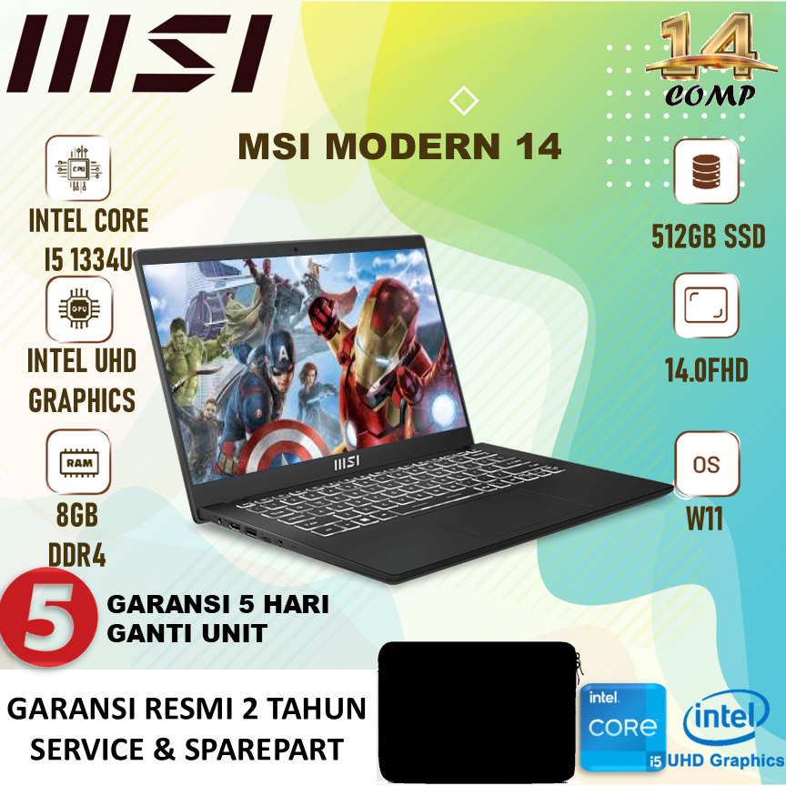 LAPTOP MSI MODERN 14 F13MG i5 1334 8GB 512GB SSD W11 14.0FHD