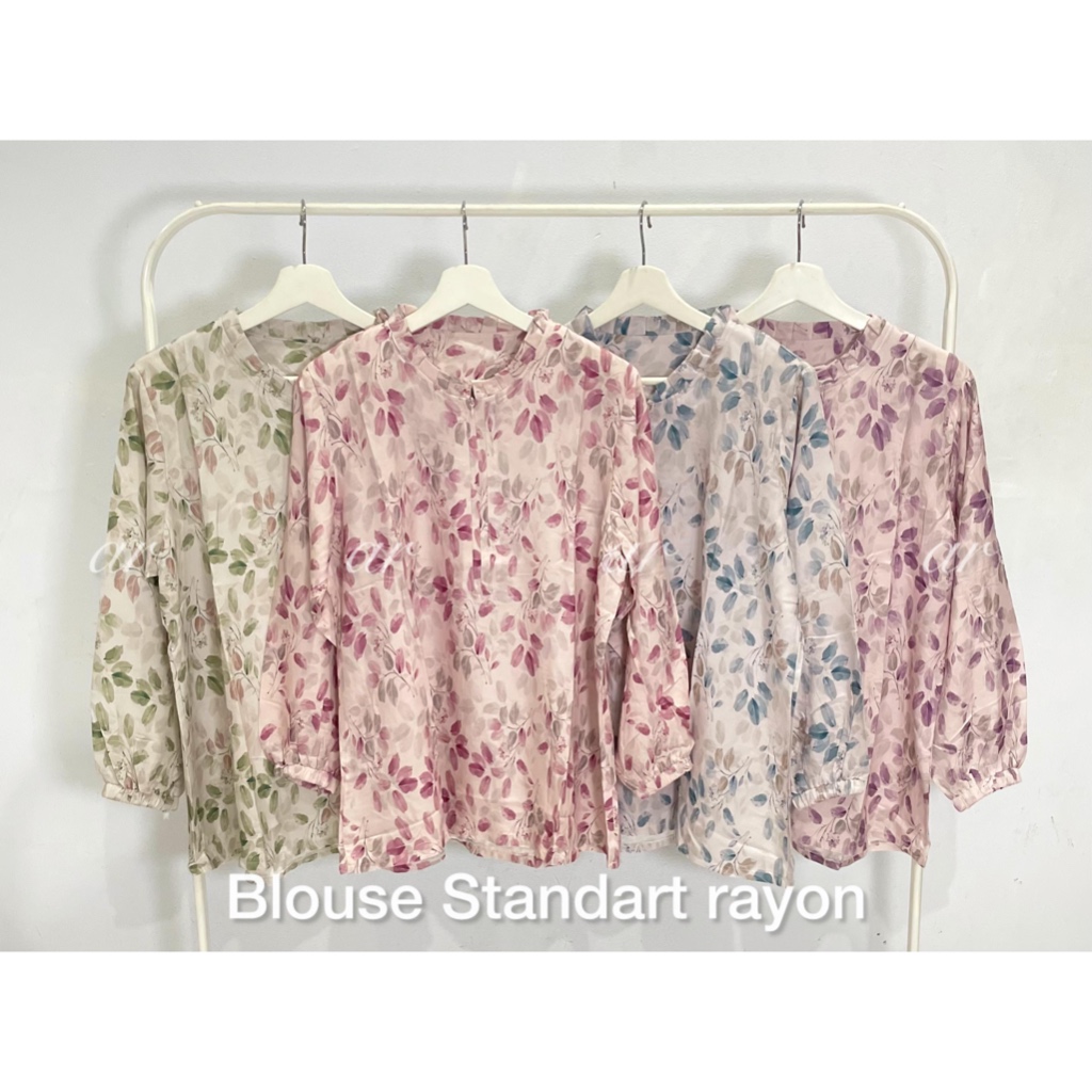 Pgmta Grosir Blouse Motif Daun Seleting Depan