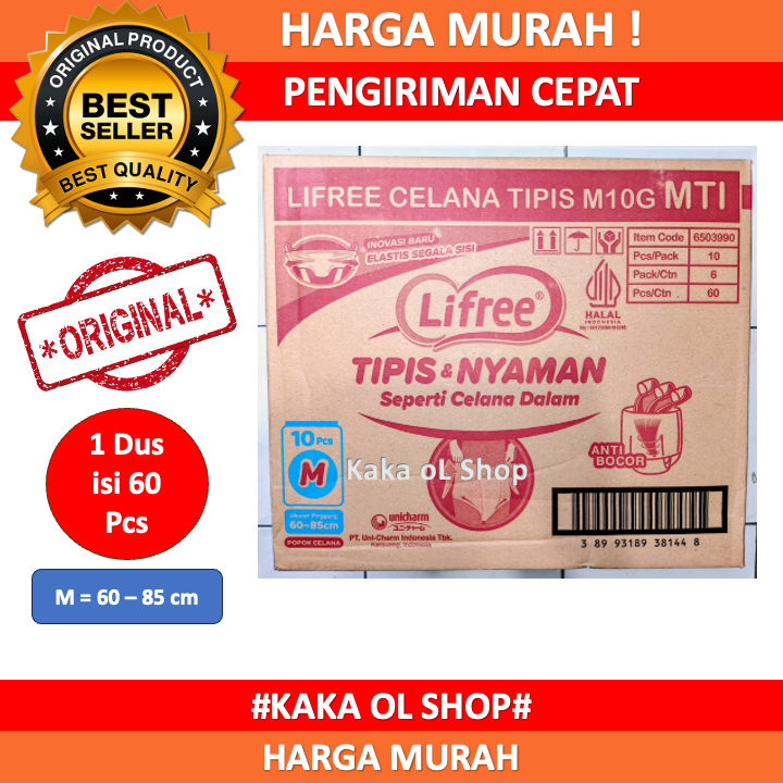 Lifree Pants Popok Celana Dewasa / Popok Dewasa Celana Ukuran M isi 60 Pcs