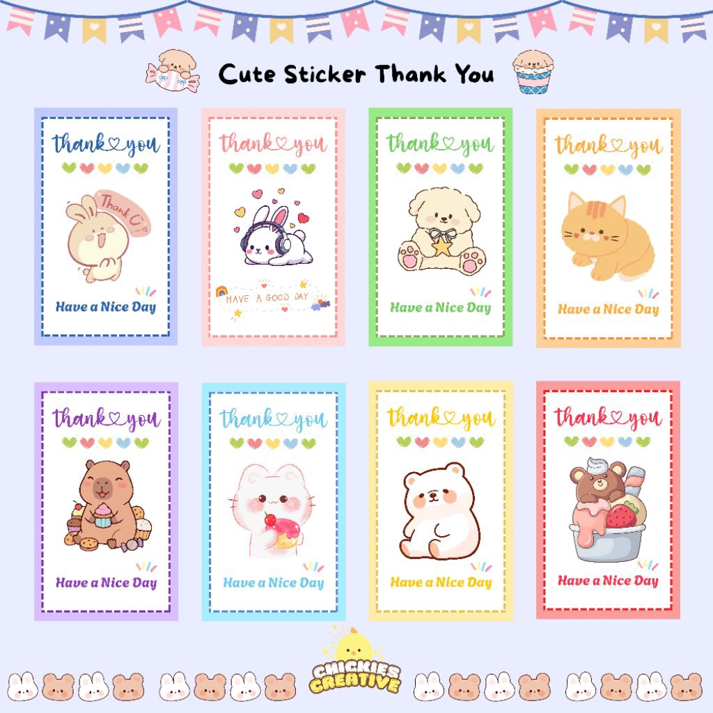 Stiker Thank You | Cute Stiker | Stiker Packing Produk | Stiker Label Terimakasih