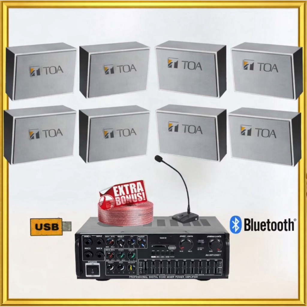 PAKET SOUND SYSTEM SPEAKER TOA BOX 8 SPEAKER CAFE RESTO KANTOR SEKOLAH KLINIK PANGGILAN AMPLIFIER US