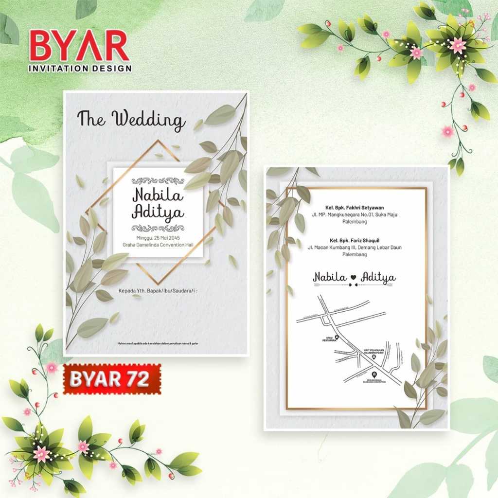 Blangko Undangan Pernikahan Byar 67 - 72