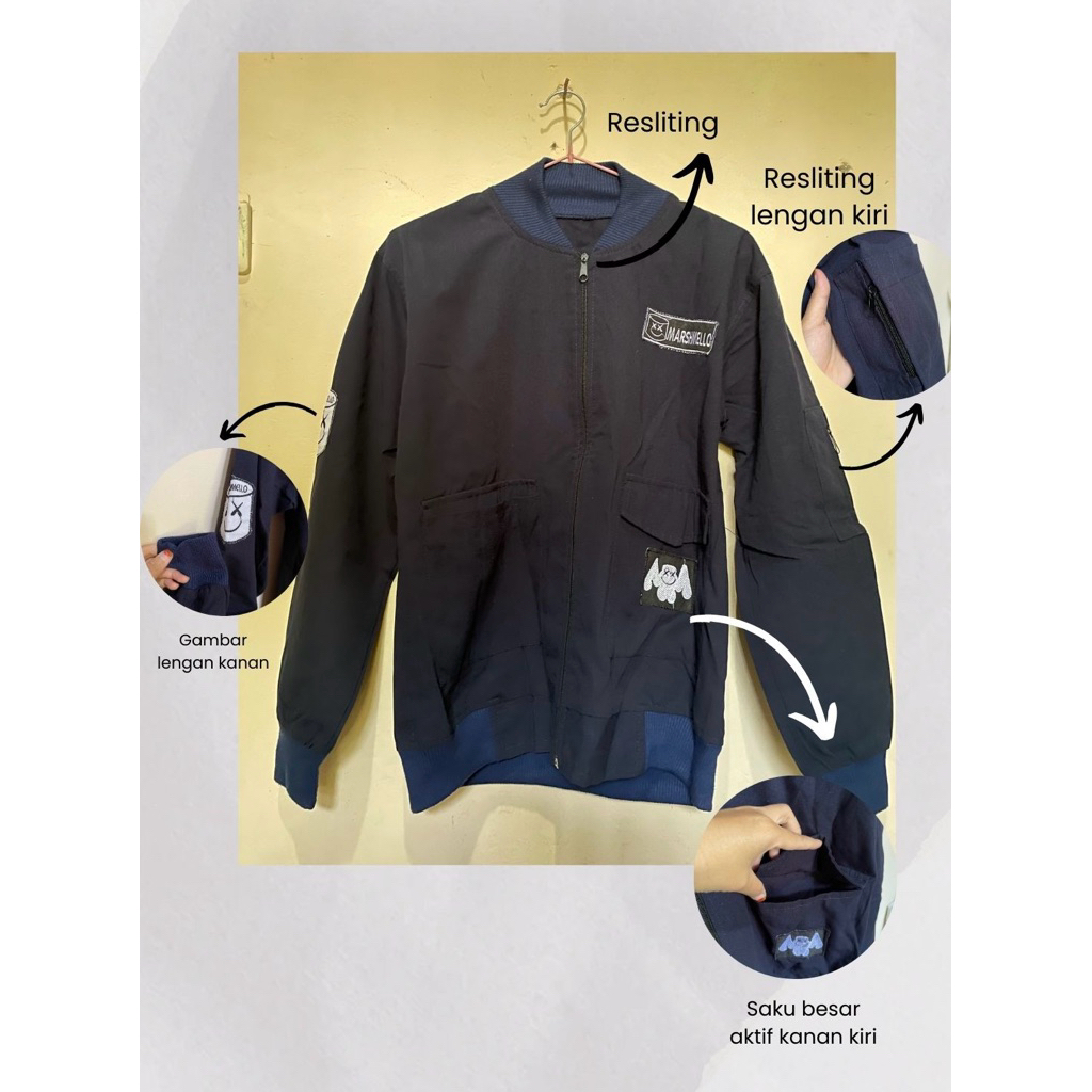 priloved jaket biru dongker