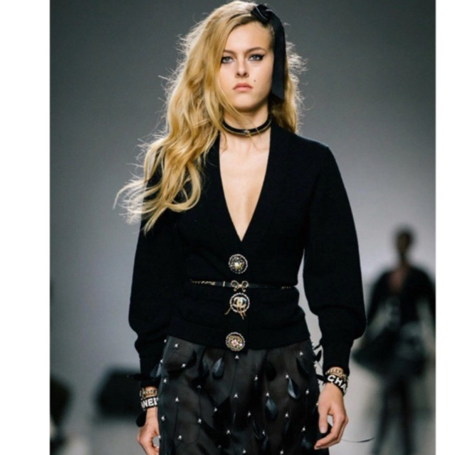 chanel* knit cardigan black